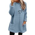 thumbnail image 2 of Women's Long Sleeve Sweatshirts Winter Fall Pullover Sweater Coat Loose Wool Jacket d Jumper With Pockets Shirts Tops, 2 of 6