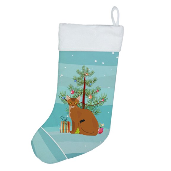 Abyssinian Cat Merry Christmas Christmas Stocking 13.5 in x 18 in