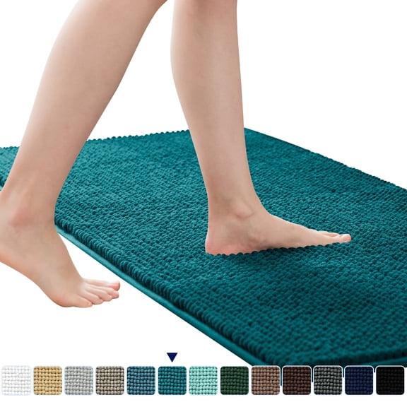 Subrtex Luxury Chenille Bathroom Rug Extra Soft and Absorbent Shaggy Rugs (Blue, 18"*24")