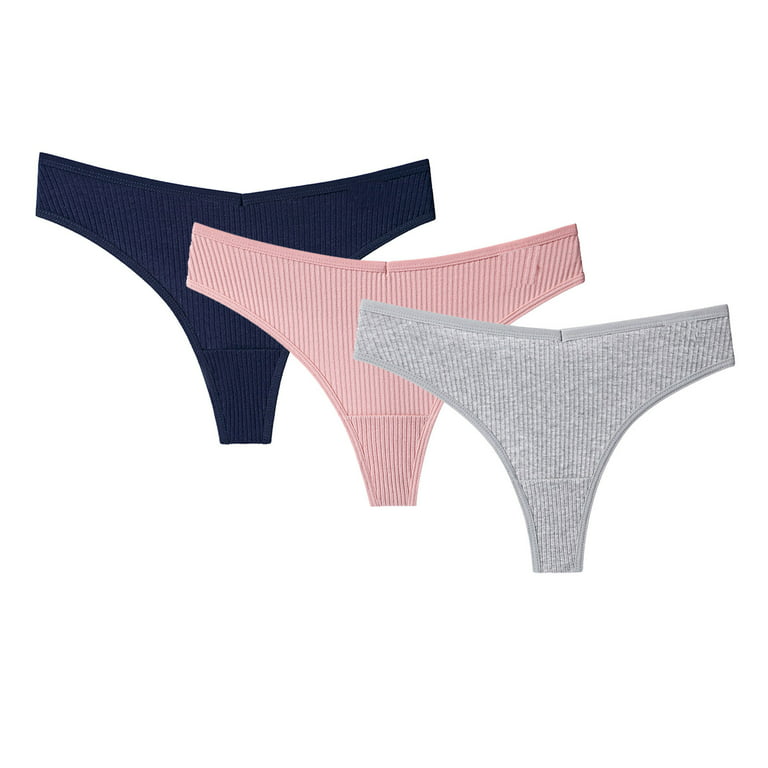 Clearance Sales Today! Joau 3 Pack Ribbed Cotton Underwear for Women Stretch  V-Waist Low Rise Bikini Panties High Cut Breathable Sexy Cheeky Hipster  Underpants S-XL 
