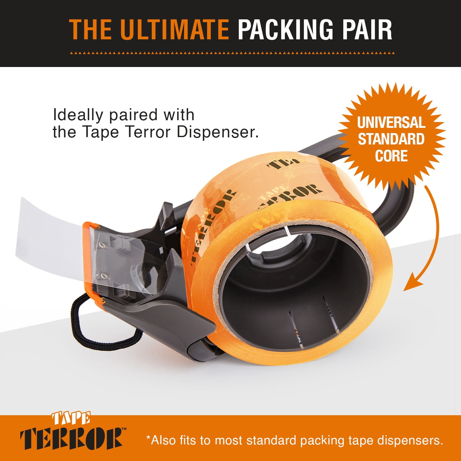 Tape Terror Heavy Duty Carton Sealing Tape 6 Pack, 1.89" x 54.68 yd, Orange