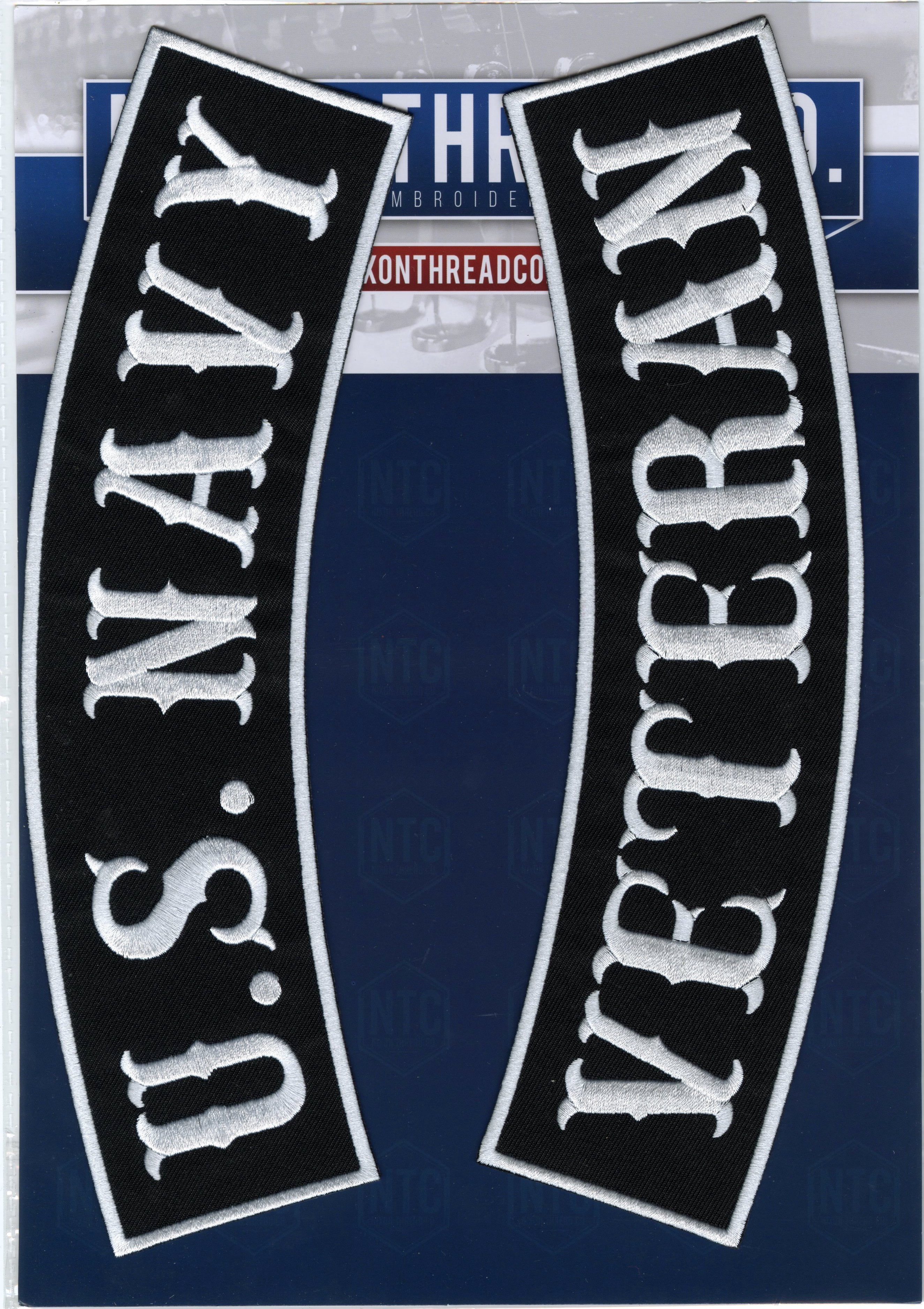 US Navy Veteran Rockers 12" | IFC Rail Road Military Vet Top Bottom Rocker Patch | Large Embroidered Iron On Motorcycle Jacket Patches | 2pc. Set - by Nixon Thread Co.