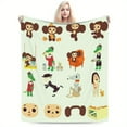 thumbnail image 6 of Playful Monkey & Crocodile Print Flannel Blanket - Cozy, Warm, Durable Polyester Throw with Cartoon Character Design for All Seasons, Machine Washable, Allseason Blanket|Playful Design|Soft Texture, 6 of 10