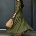 thumbnail image 4 of QUNYINEY Casual Dresses for Women 2026 Long Long Sleeve Commute Flowy A Line Dress Slim Fit Casual Button Down Collared Solid Dresses, 4 of 9