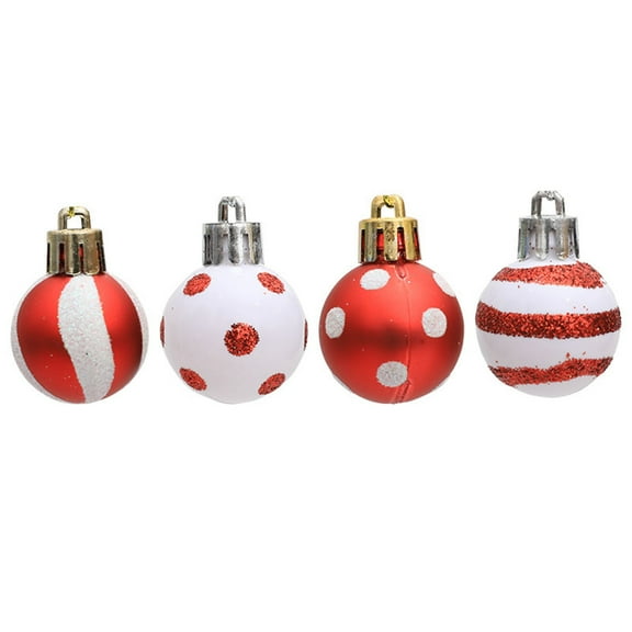 Beautynvta 24 Pcs Christmas Ball Ornaments Set, Glitter Shatterproof Christmas Tree Ornaments, Small Red White Painted Hanging Ball Pendants for Xmas Tree Holiday Wedding Party Decor