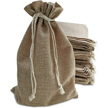 50 Burlap Bags with Drawstring, 7x10 Inch Rustic Gift Bag Bulk Pack for Mugs, Mason Jars, Christmas, Advent, Holiday Gift Bags, Wedding and Birthday Party Favor Bags, Grocery, Gift Wrap and Treat