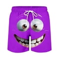 thumbnail image 5 of Boys Athletic Shorts Boys Cool Face Print Casual Shorts Comfortable Elastic Waist Everyday Wear Purple 13-14 Years, 5 of 5