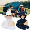 thumbnail image 4 of Sun Hat Multifunctional Durable Breathable All Match Soft Daily Wear 2 in 1 Chiffon Bucket Hat Scarf Set for Outdoor, 4 of 10