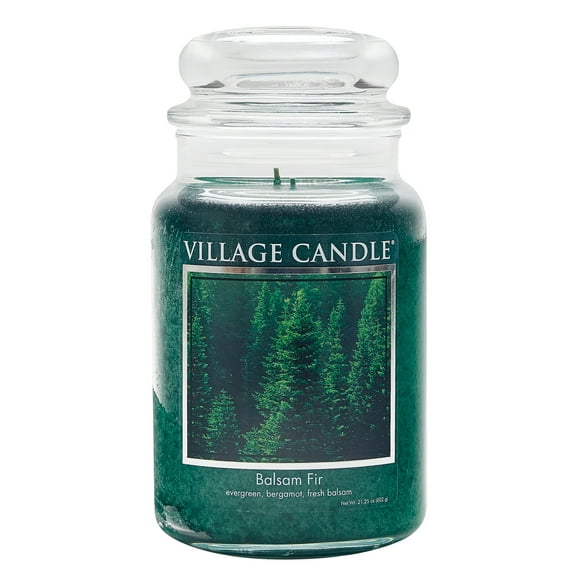 Village Candle Balsam Fir Scented Candle, Large 21.25 oz Apothecary Jar