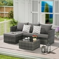 thumbnail image 4 of 2 Pieces Patio Furniture Set Outdoor Woven Sectional L-Shaped Wicker Conversation Set with Ottoman and Detachable Lounger Table for Backyard Poolside, 4 of 7