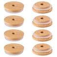 thumbnail image 2 of KAKOWELY 8pcs Wide Mouth Mason Jar Lids Regular Canning Lids Reusable Bamboo Jar Drinking Lids with Straw Hole,2.76"X2.76"X0.79", 2 of 4