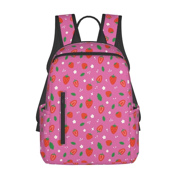 Fotbe Strawberry Floral Mochila Ligera para Hombres y Mujeres - Duradera y Resistente al Agua, Ideal para Escuela, Trabajo, Viajes y Uso Diario