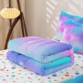 thumbnail image 5 of Erosebridal Glitter Galaxy Zipper Full Size Comforter Sets with Fitted Sheet and 2 Pillowcases for Girls, Blue Pink Sparkle Star Print Zipper Bedding Set, Stars Reversible, 4-Piece, 5 of 7