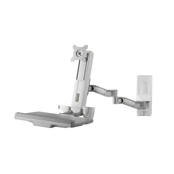 Amer Networks Sit-Stand Spring Arm Wall Mount Computer Workstation Combo System, Gray