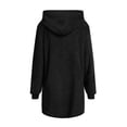 thumbnail image 6 of Women's Solid Color Plush Long Coat, Fashion Hooded Zip Front Jacket with Pockets, Casual and Warm Fleece Outerwear for Fall Winter Daily Wear-Black, 6 of 7
