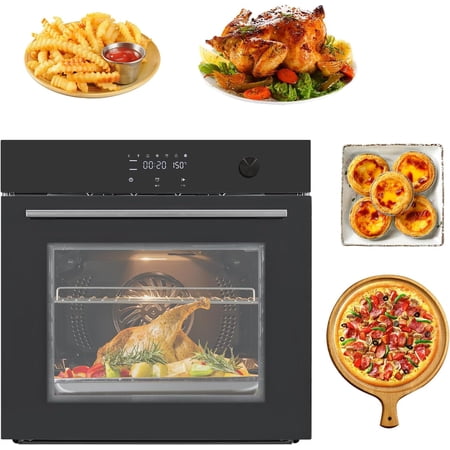 2.5 Cu. Ft. 3000W Built-in Electric Wall Oven – 24 Inch, 8 Cooking Modes, Triple-Layer Cool Touch Door, Easy Clean