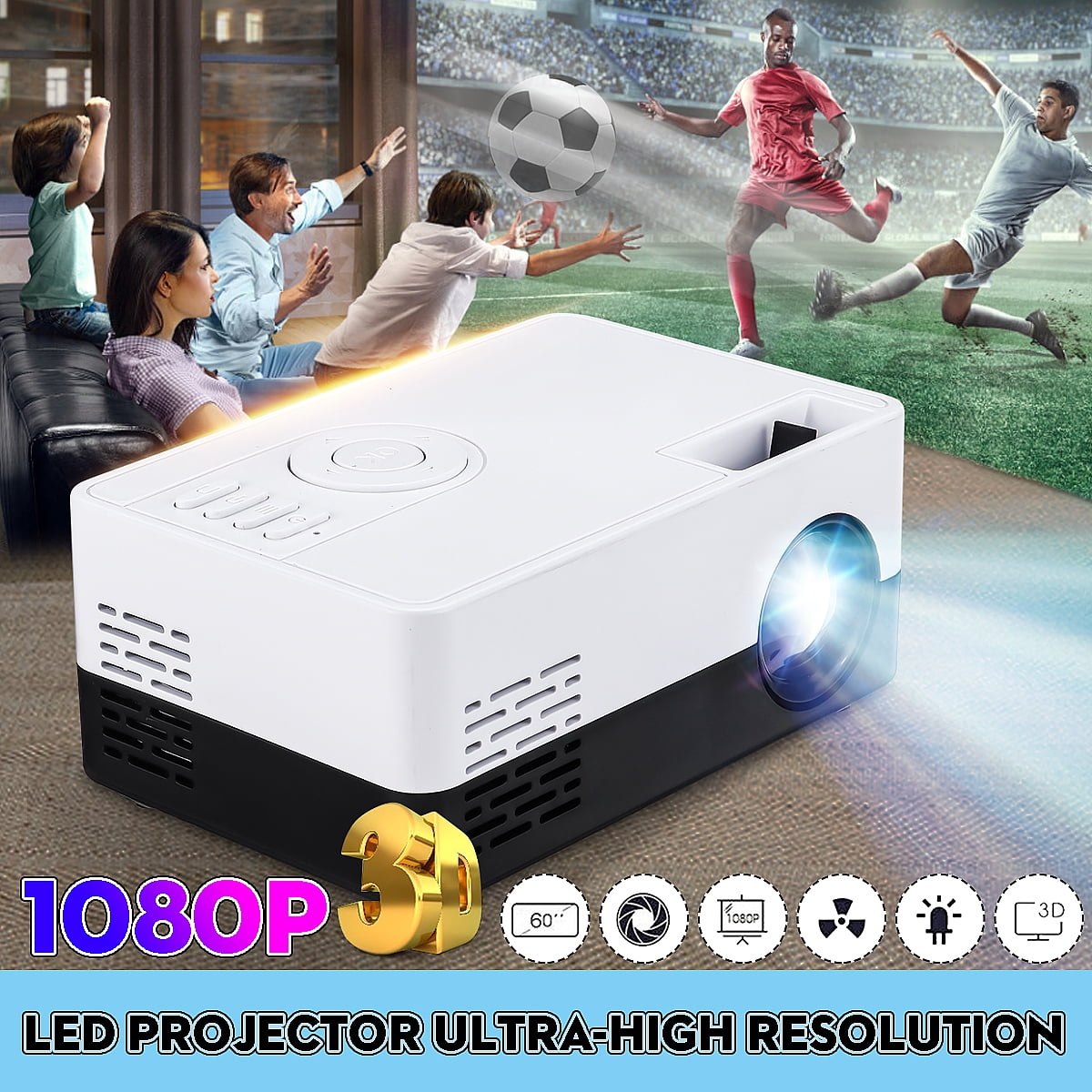 Mini Projector Portable 1080P LED Projector Home Cinema Theater Indoor