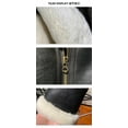 thumbnail image 6 of Women and Men's Winter Fashion Coat Pilot Biker Mortorcyclist Jacket Genuine Leather Sheepskin Shearling Black and White Wool Liner Plus Size for over 110kgs,Black,46, 6 of 7