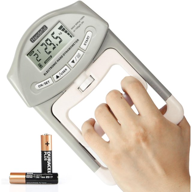 Grip Strength Tester, Hand Grip Dynamometer (198Lbs / 90Kgs), Electronic Handgrip Testing for Sports Home School Use