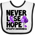 thumbnail image 3 of Inktastic Never Lose Hope Epilepsy Awareness with Balloons and Purple Ribbon Boys or Girls Baby Bib, 3 of 4