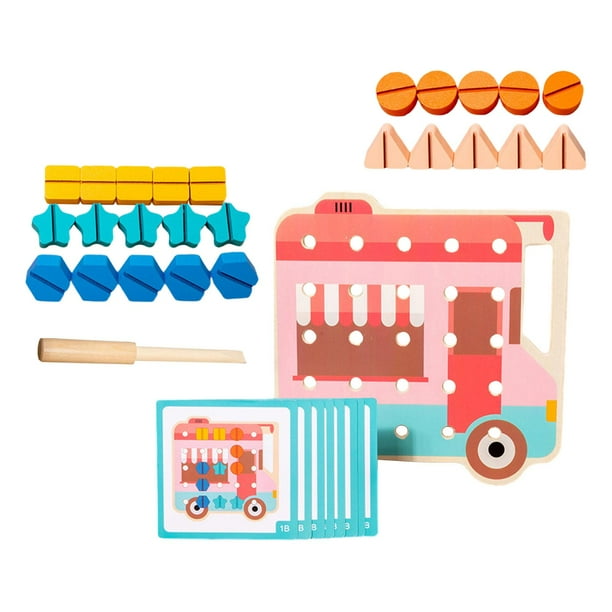 Rompecabezas de formas, juguete educativo temprano, juegos de combinación de tornillos de madera, rompecabezas de juguete para Auto