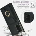 thumbnail image 6 of Wallet Case Compatible for Samsung Galaxy Note 20, with 360° Rotation Ring Stand PU Leather Case Cover with Side Stretchy Fabric Card Holder for Women and Men for Samsung Galaxy Note 20, Black, 6 of 8