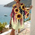 thumbnail image 5 of Women's 4th of July 250 Years Anniversary V Neck Star Print Dress Loose Fit Oversized Shoulder Casual Summer Midi Dress Independence Day Patriotic USA Flag Tunic Top Multicolor XXL, 5 of 5