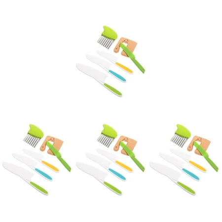 

BESTONZON 4 Sets of Kids Wooden Cutter Toys Veggies Safe Cutters Reusable Wood Cutter Toys Children Toys