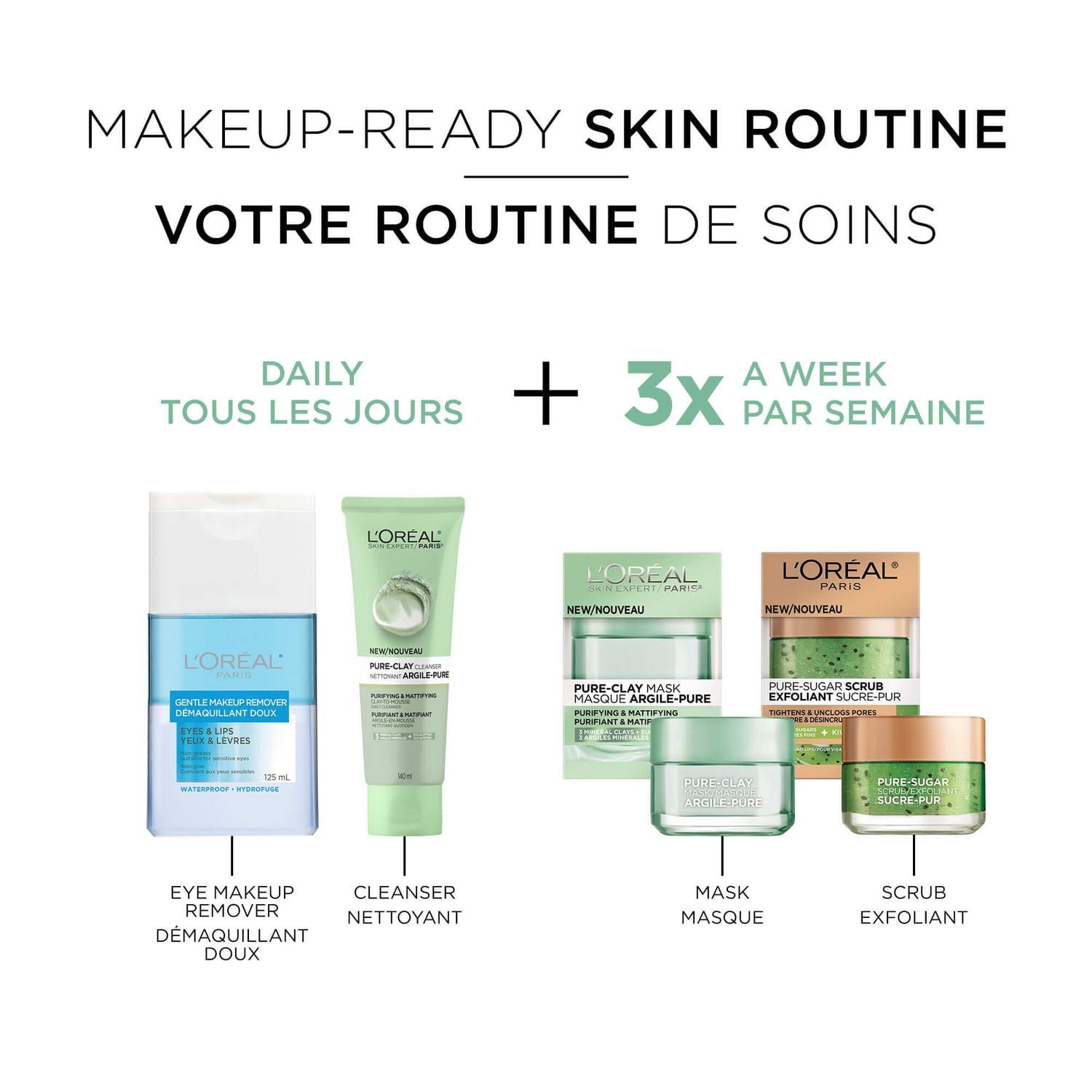 L'Oréal Paris Pure-Clay Masque nettoyant avec 3 Argiles Minérales + Eucalyptus pour peau grasse, 50 ml