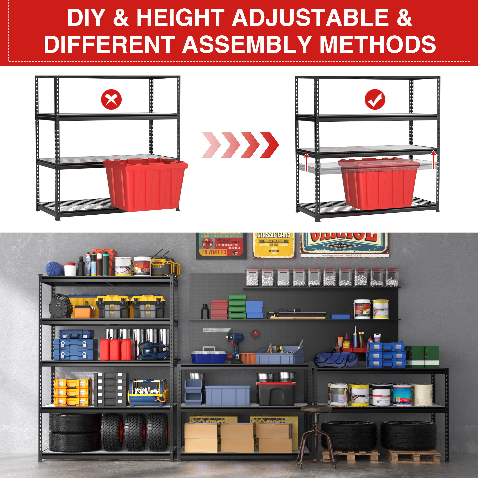 WorkPro 5-Tier Metal Shelving Unit, 72"H x 48"W, Black photo 4