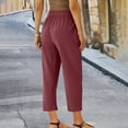 thumbnail image 4 of ABATAB Pull on Capris for Women Dressy Casual Stretch Lightweight Capris Drawstring Cotton Linen Lounge Crop Pants Summer, 4 of 7