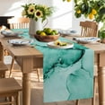 thumbnail image 2 of Table Runner 60 Inches Long for Kitchen Dining, Turquoise Marble Dresser Scarf Farmhouse, Dining Table Decorations for Wedding/Parties, Nature Marble Stone Ripple Modern Art 13 x 60 In, 2 of 9