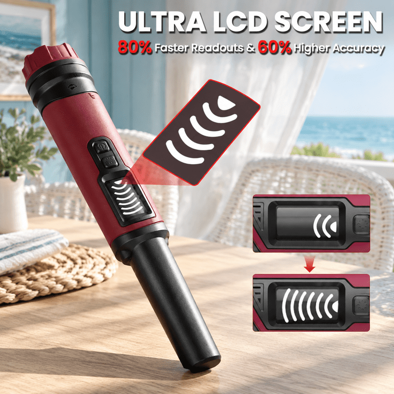 Red Metal Detector Pinpointer, Fully Waterproof Underwater Handheld ...
