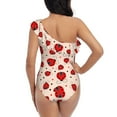 thumbnail image 5 of Easygdp Red Ladybug Women's One Shoulder Ruffle Monokini Bathing Suits with Removable Chest Pad, Quick Drying - Small, 5 of 8