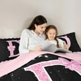 thumbnail image 5 of Manfei Personalized Letter D Full Size Comforter Sets,Bow Monogrammed Theme Bedding Comforter Set,Pink Black Bedding Sets For Girl Teens,Ultra Soft Bedroom Decor Reversible,3 Pieces, 5 of 8