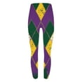 thumbnail image 4 of Mceream Mardi Gras Leggings for Women Tummy Control Glitter Print Stretchy Yoga Pants High Waisted Running Cycling Carnival Legging Tights Festival Outfit Yellow XXL, 4 of 6