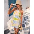 thumbnail image 2 of Multicolor Womens Halter Neck Allover Print A-Line Mini Sundress For Summer Beach Vacation & Casual Outing, 2 of 8