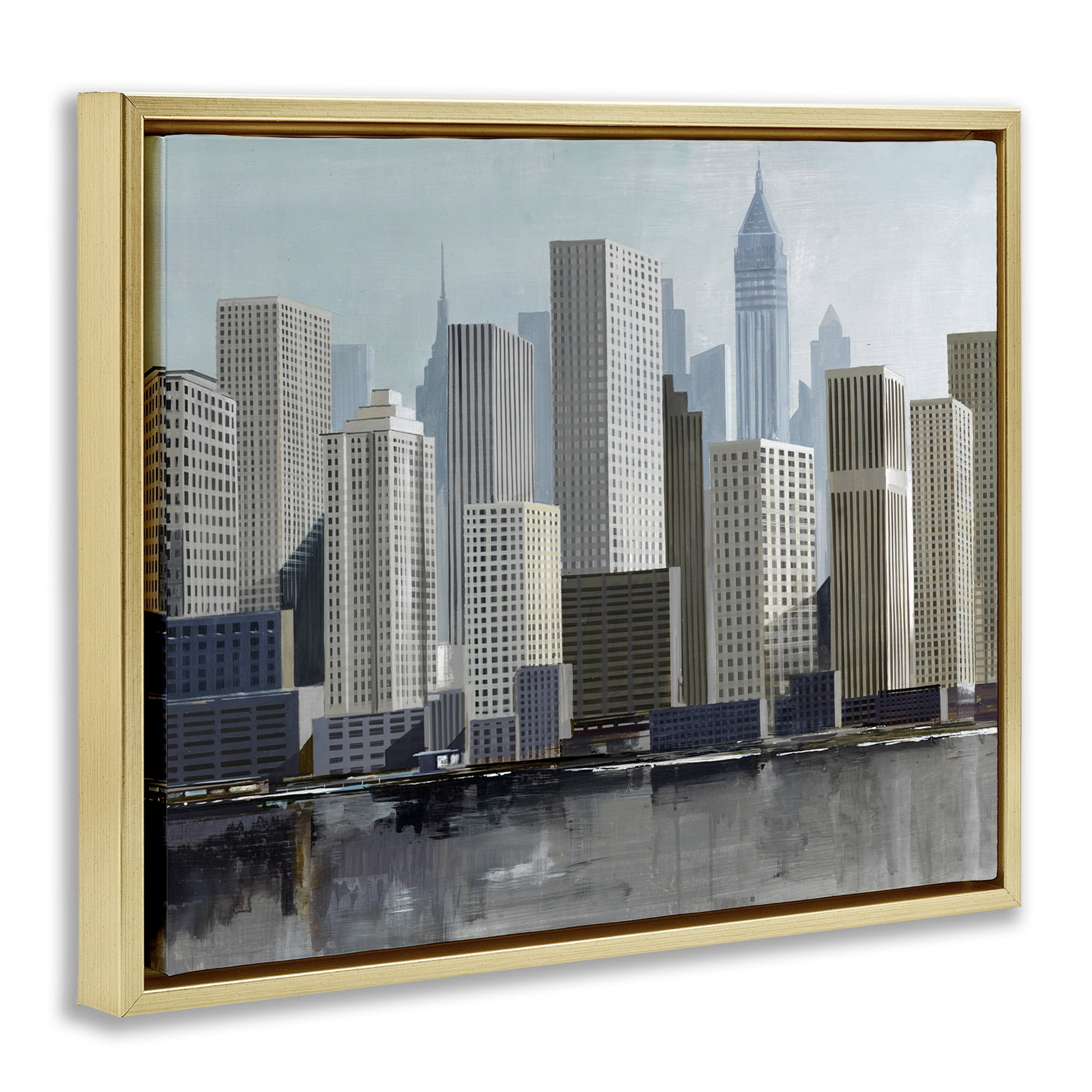 Stupell Industries New York City Sans Bridge Gold Framed Floater Canvas Wall Art, design by Lorenzo Collective