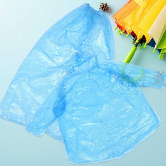 SOPOTUTU Waterproof PE Rain Poncho with Hood for Adults Skyblue Separate Design for Outdoor Use Ultrathick