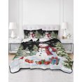 thumbnail image 2 of Quilts Queen Size Bedding Set, Christmas Snowman Reversible Summer Quilt 3 Pieces, Winter Snowflakes Country Xmas Trees Black Lightweight Bedspreads Coverlets with 2 Pillow Shams for All Seasons, 2 of 5