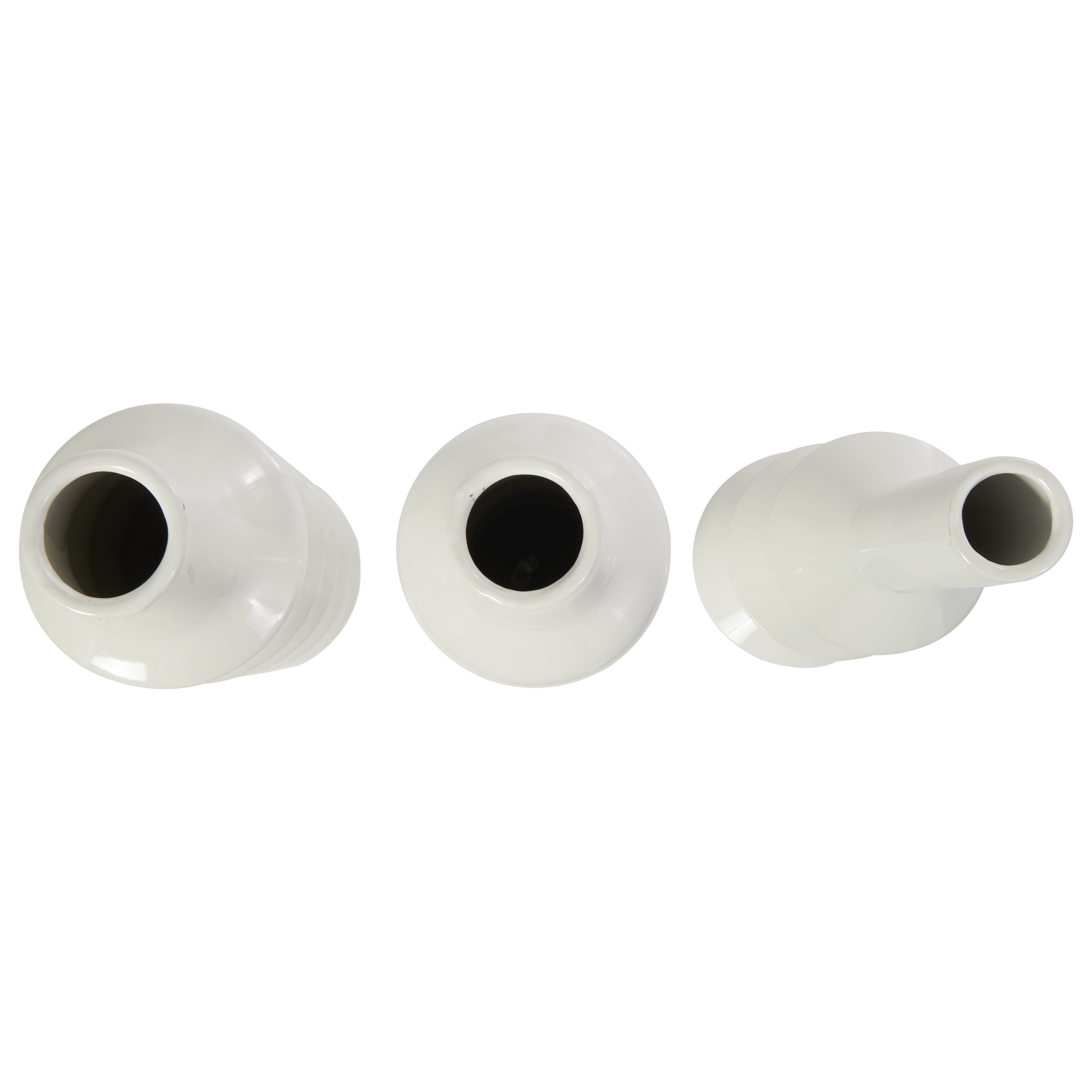 DecMode 4"W, 11"H Abstract Bubble Inspired White Ceramic Vase with Varying Shapes, Set of 3