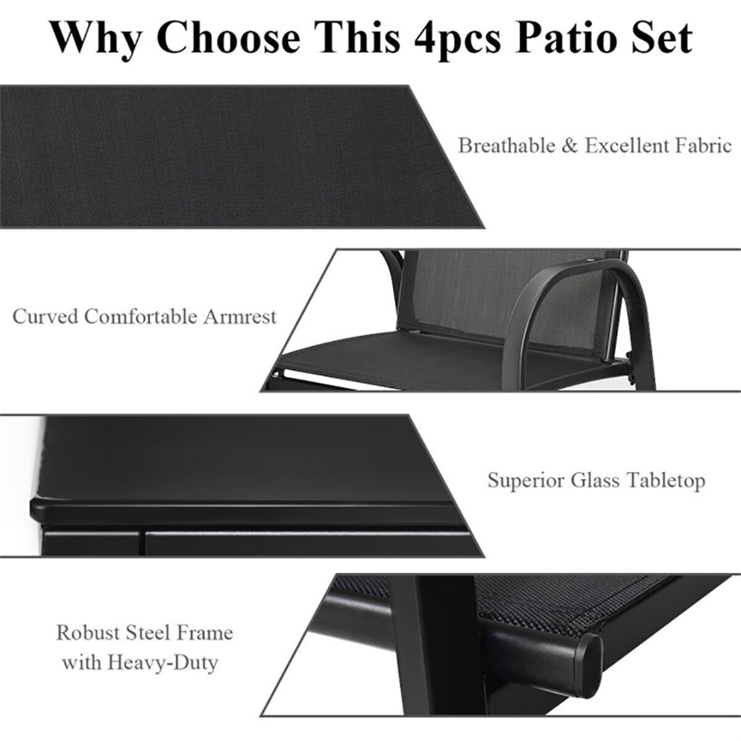 Aimee Lii 4 Pieces Patio Furniture Set with Glass Top Coffee Table, Outdoor Patio Set Aimee Lii 4 Pieces Patio Furniture Set with Glass Top Coffee Table, Outdoor Patio Set