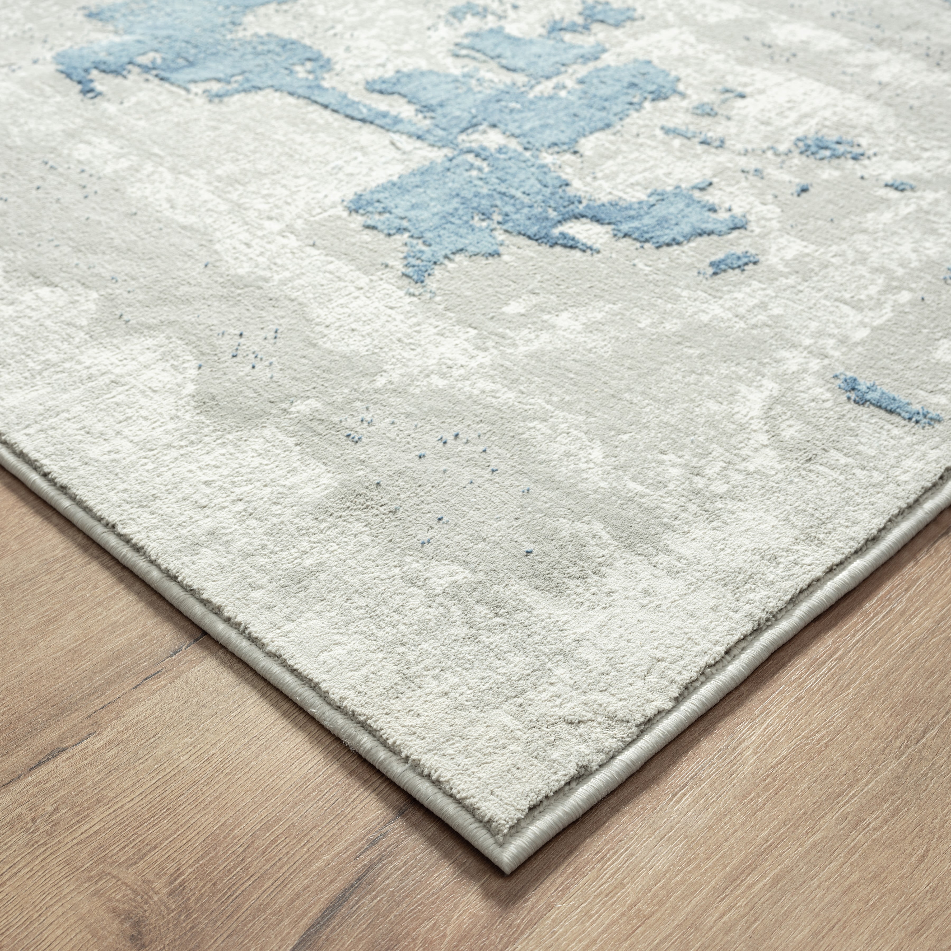 LR Home Isone Harry Gray/Blue Contemporary Abstract Polyester Blend Area Rug, 4' x 6'