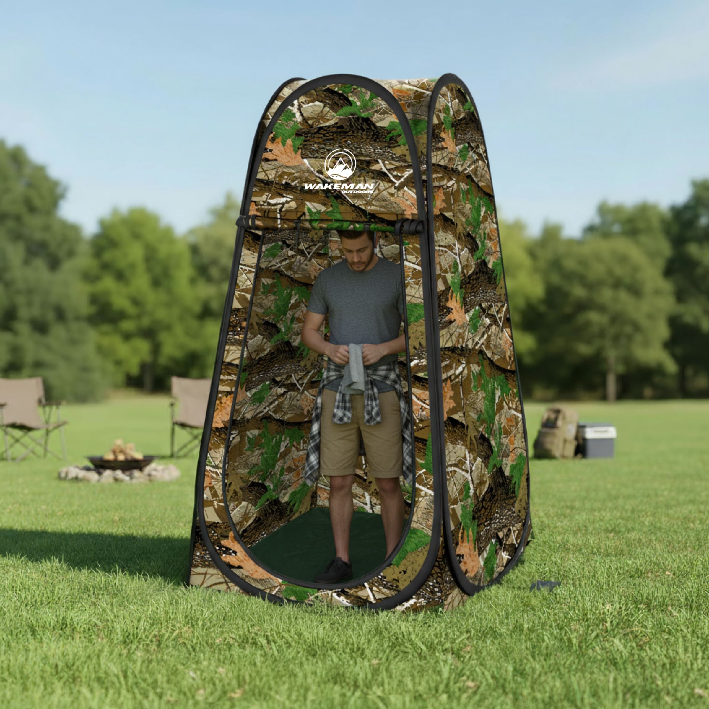 Wakeman Outdoors Pop Up Privacy Tent, Dressing Room, or Bathroom (Camo)