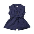 thumbnail image 1 of PENGXIANG Baby Girl Sleeveless Romper Button Shorts with Belt Jumpsuit, 1 of 5