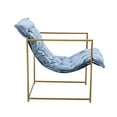 thumbnail image 6 of Velvet Living Room Chair, Modern Accent Chair with Golden Metal Frame, Upholstered Lounge Chair with Comfortable Cushioned Seat for Bedroom, 250LBS Weight Capacity, Light Blue, 6 of 7