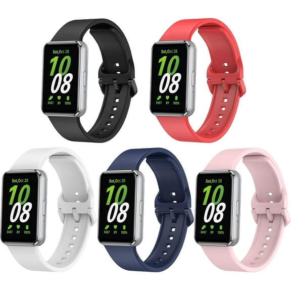 KOMI 5 Pack Silicone Watch Band Compatible with Samsung Galaxy Fit3, Smart Watch Strap with Stainless Steel Buckle for Women Men Galaxy Fit3 Wrist Bands