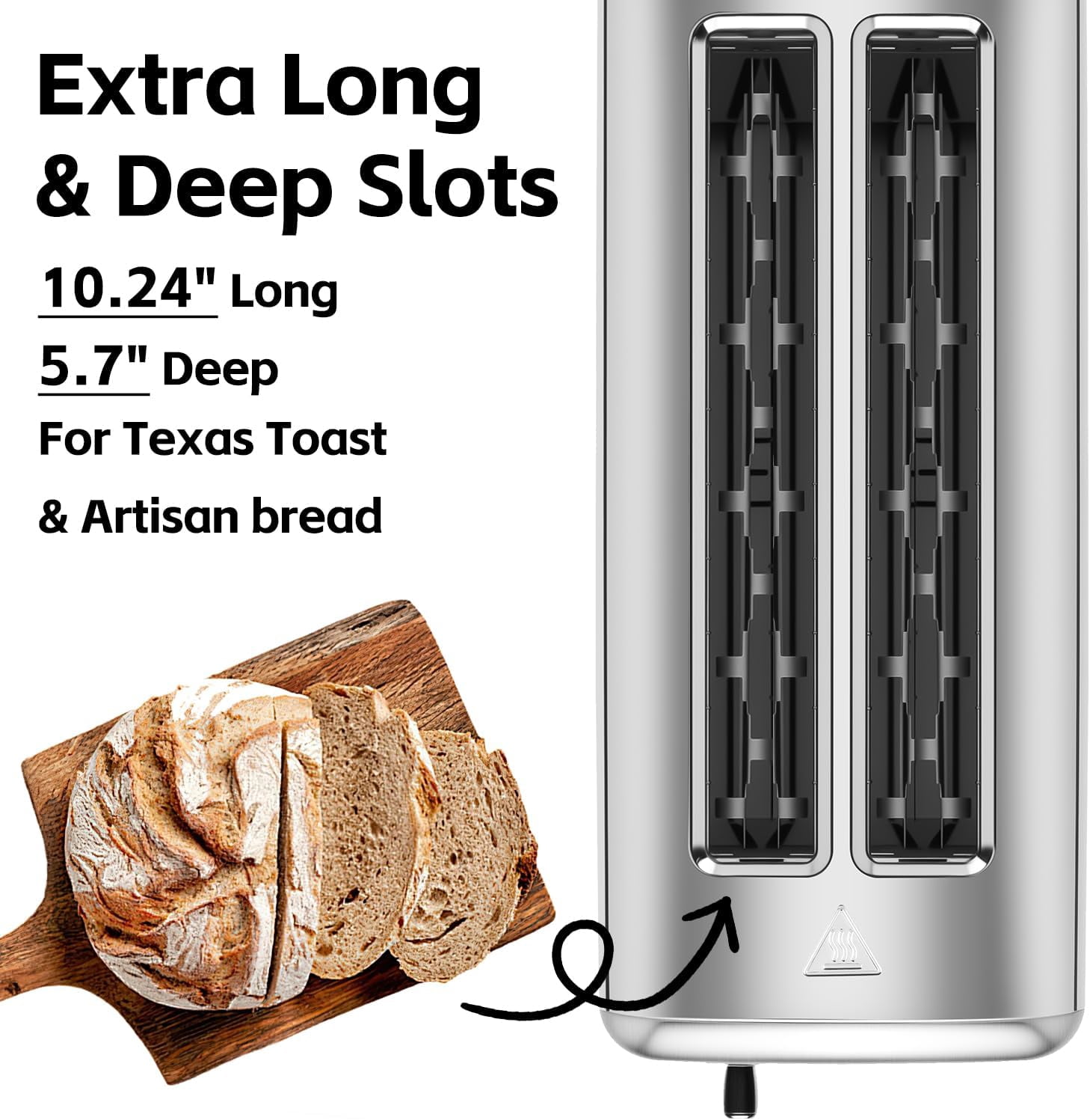 4 Slice Toaster, Extra-Long Slots for Artisan Bread, Quick Glance Function, 9 Shade Settings, Ba l/Defrost/Cancel Functions, Removable Crumb Tray, Cool-Touch Stainless Steel Body