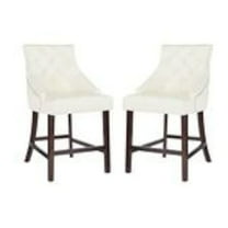SAFAVIEH Eleni 26 in. H Tufted Wing Back Counter Stool with Ring, White, Set of 2
