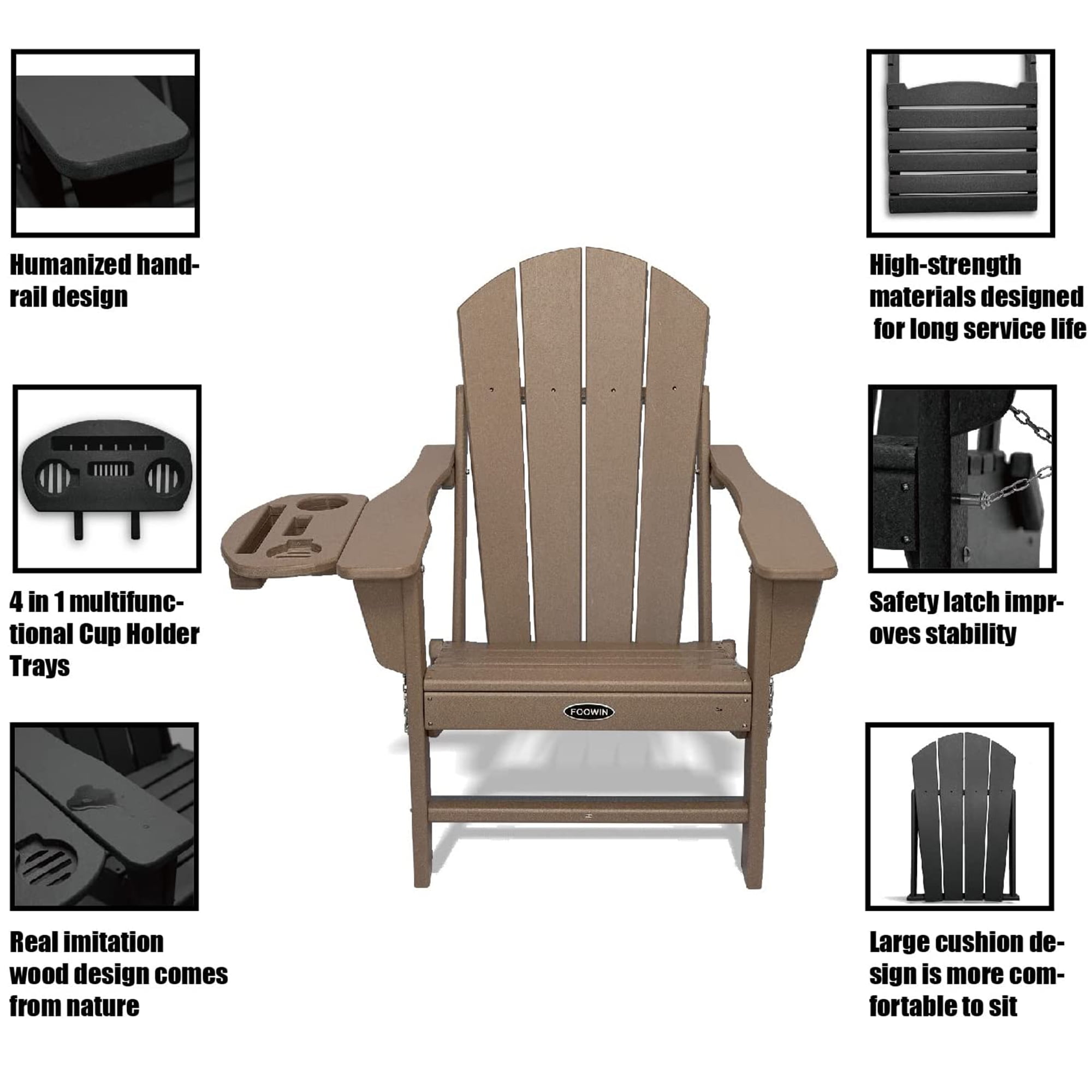 Folding Plastic Adirondack Chair Plastic Adirondack Chairs Weather Resistant Patio Chairs with Cup Holder